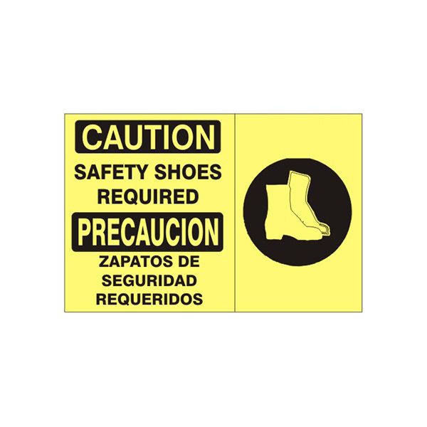 Safety Shoes Required Precaucion Zapatos De Seguridad Requeridos With  Boot - Caution Sign sign, Adhesive Vinyl, 10X14