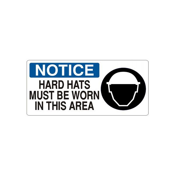 Hard Hats Must Be Worn In This Area  Hard Hat - Notice Sign sign, Adhesive Vinyl, 5X12