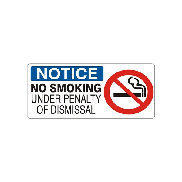 No Smoking Under Penalty Of Dismissal Smoking Picto - Notice Sign sign, Adhesive Vinyl, 7X17