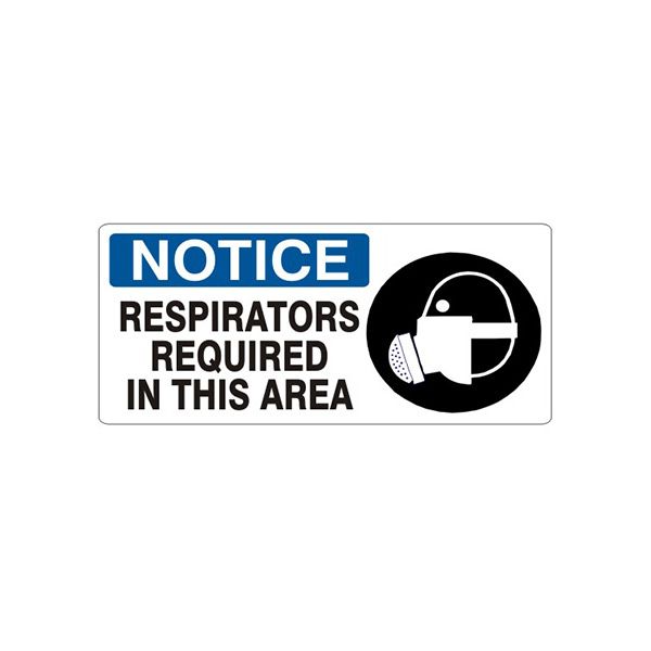 Respirators Required In This Area  Respirator Picto - Notice Sign sign, Adhesive Vinyl, 7X17