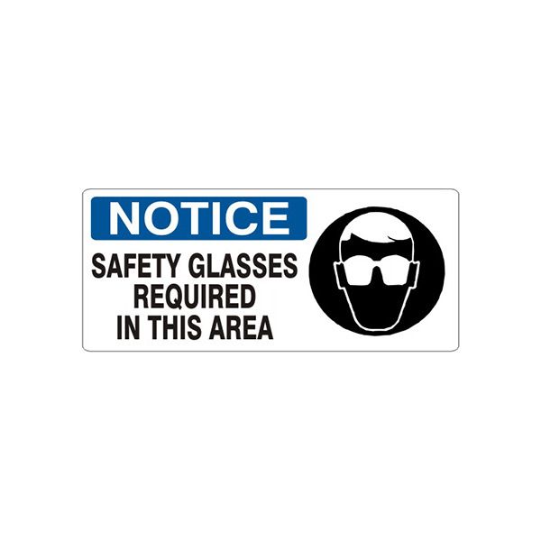 Safety Glasses Required In This Area  Eye Protection Picto - Notice Sign sign, Adhesive Vinyl, 5X12