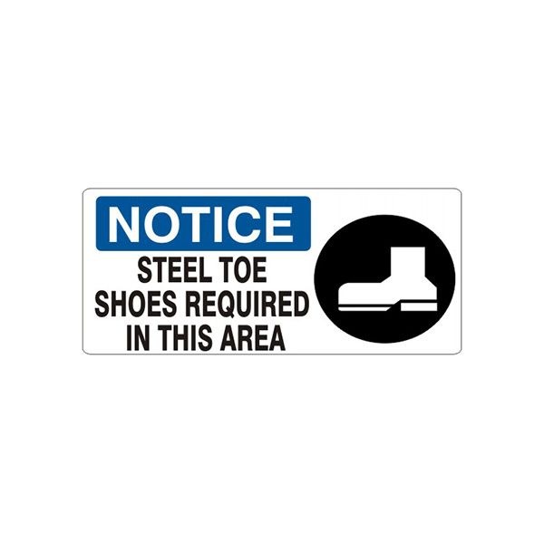 Steel Toe Shoes Required In This Area With Picto - Notice Sign sign, Adhesive Vinyl, 7X17