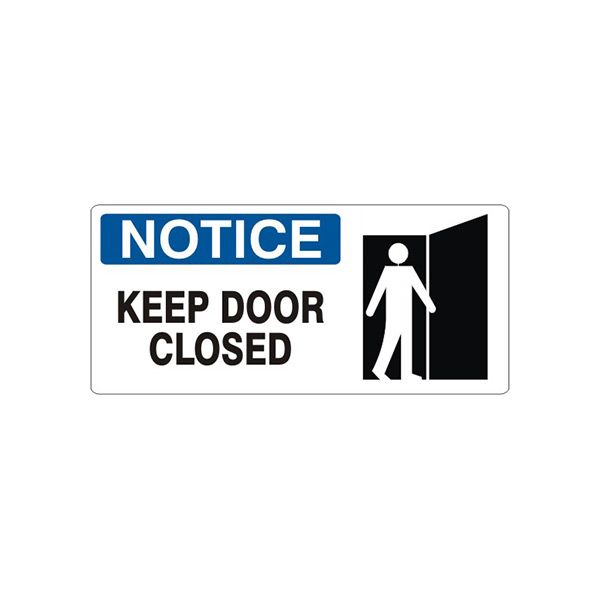 Keep Door Closed With  Picto - Notice Sign sign, Adhesive Vinyl, 5X12