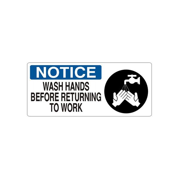 Wash Hands Before Returning To Work Hand Picto - Notice Sign sign, Adhesive Vinyl, 5X12