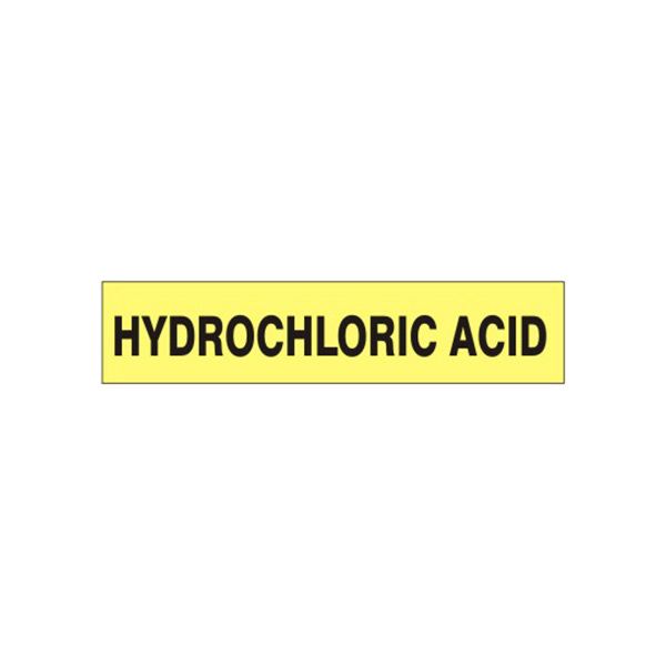 Hydrochloric Acid - Pipe Marker sign, Adhesive Vinyl, 1.125X8