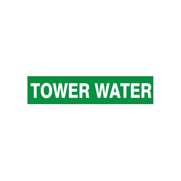 Tower Water - Pipe Marker sign, Adhesive Vinyl, 1.125X8