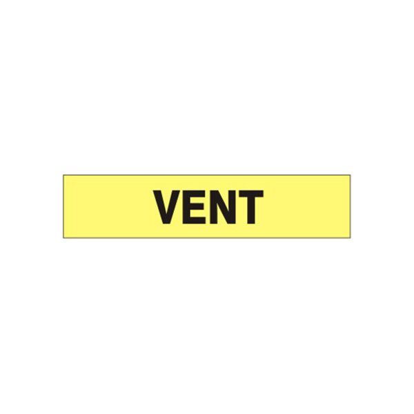 Vent - Pipe Marker sign, Adhesive Vinyl, 1.125X8