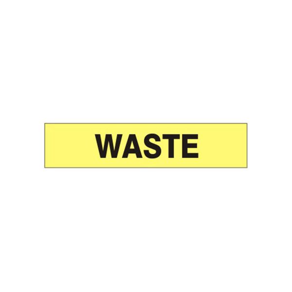 Waste - Pipe Marker sign, Adhesive Vinyl, 1.125X8