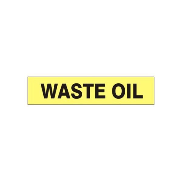 Waste Oil - Pipe Marker sign, Adhesive Vinyl, 1.125X8