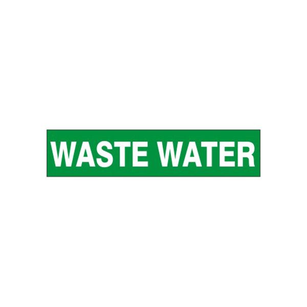 Waste Water - Pipe Marker sign, Adhesive Vinyl, 1.125X8