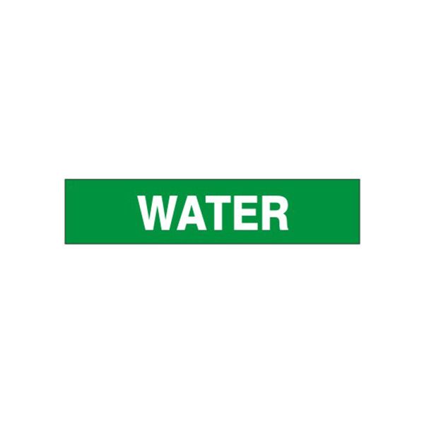 Water - Pipe Marker sign, Adhesive Vinyl, 1.125X8