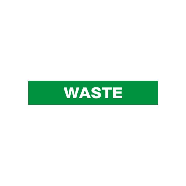Waste - Pipe Marker sign, Adhesive Vinyl, 1.125X8