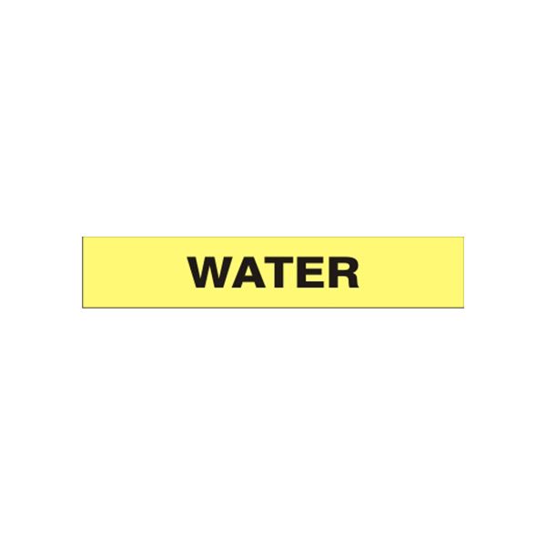 Water - Pipe Marker sign, Adhesive Vinyl, 1.125X8
