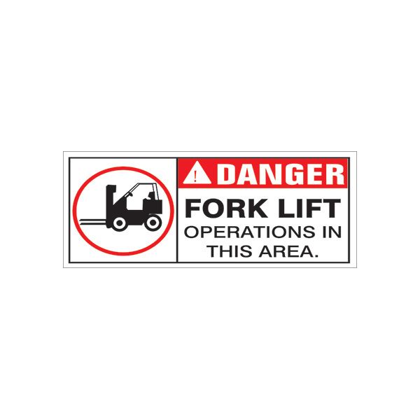 Danger Fork Lift Operations In This Area With Picto Forklift banner., Banner, 48X120