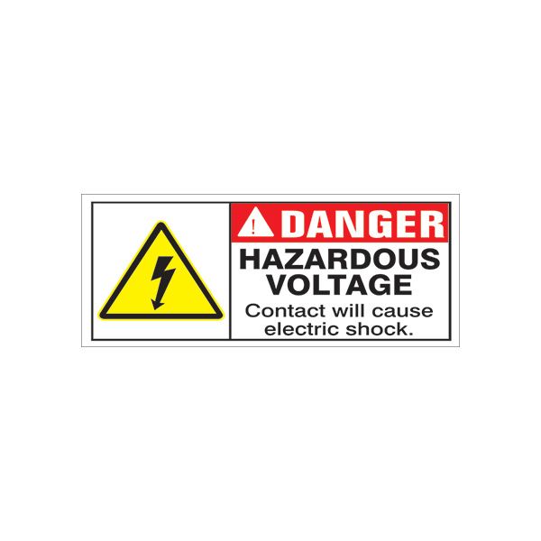Danger Hazardous Voltage Contact Will Cause Electric Shock With Picto banner., Banner, 48X120