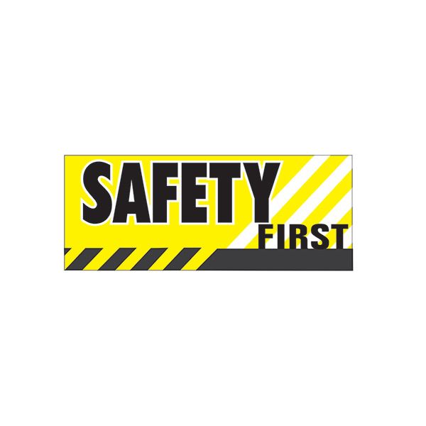 Safety First - Reinforced White Vinyl With 10 Grommet Tabs banner., Banner, 48X120