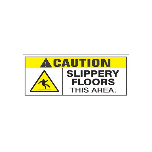 Caution Slippery Floors This Area With Picto - Reinforced White Vinyl banner., Banner, 48X120