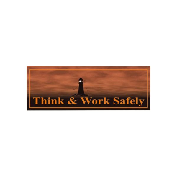 Think & Work Safely With Picto - Reinforced White Vinyl With 4 banner., Banner, 48X120
