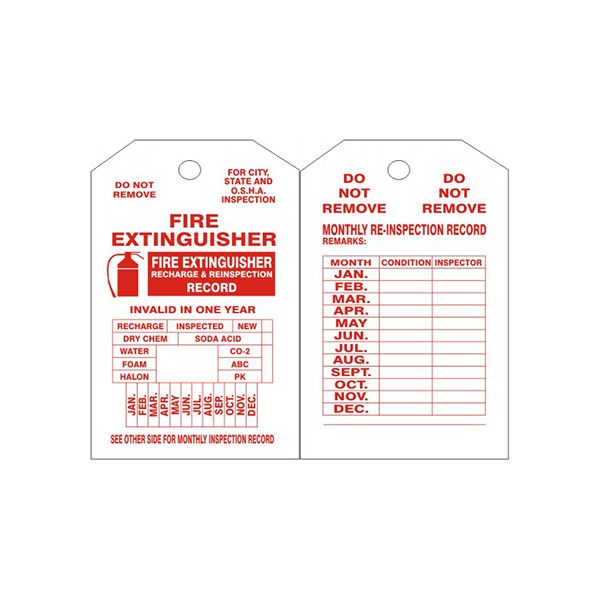 Fire Extinguisher Tags, Tagboard, 6.125X3