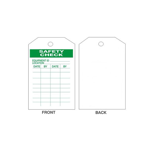 Safety Check Tags, Rigid Vinyl, 6.125X3