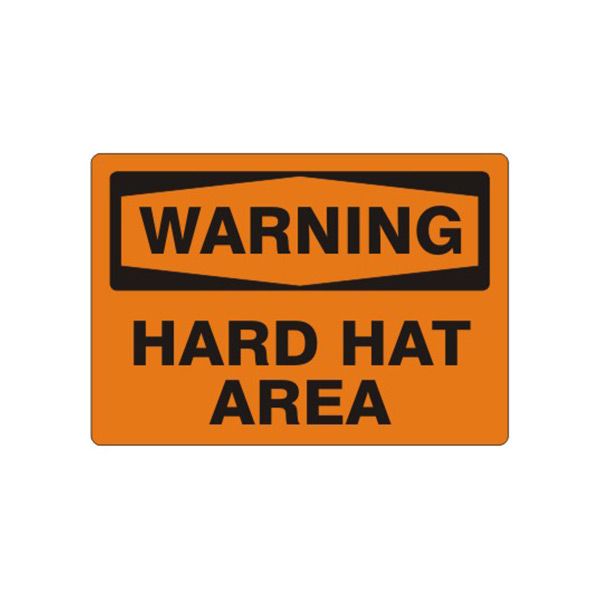 Warning: Hard Hat Area - Warning Sign sign, Plastic (.040), 7X10