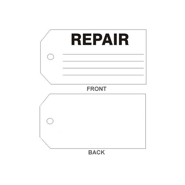 Repair Tags, Rigid Vinyl, 6.125X3