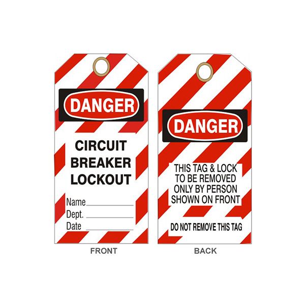 Danger Circuit Breaker Lockout Tags, Rigid Vinyl, 6.125X3