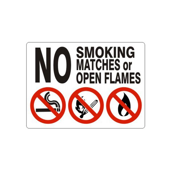 No Smoking Matches Or Open Flames With  No Smoking/Match sign, Aluminum (.040), 10X14