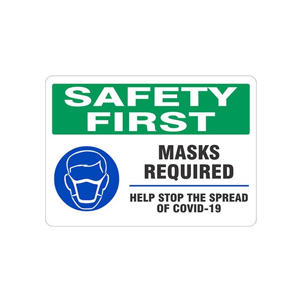Masks Required Help Stop The Spread Of Covid-19 sign, Adhesive Vinyl, 7X10