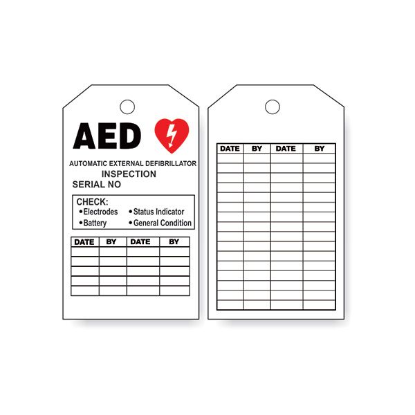 Aed Inspection Tag, Tagboard, 6X3