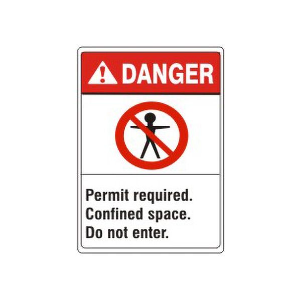 Danger:Permit Required. Confined Space. Do Not Enter. Person Picto sign, Adhesive Vinyl, 14X10