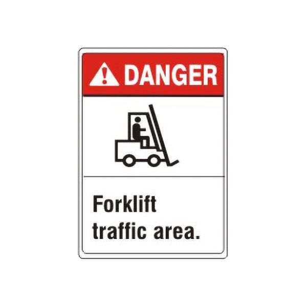Danger:ANSI Header Forklift Traffic Area. With Picto sign, Plastic (.040), 10X7