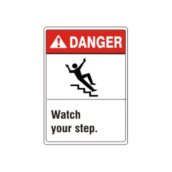 Danger:ANSI Header Watch Your Step. With Picto sign, Aluminum (.040), 14X10