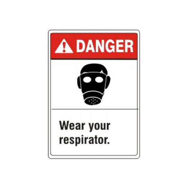 Danger:ANSI Header Wear Your Respirator. With Picto sign, Aluminum (.040), 14X10