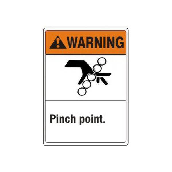 Warning: Pinch Point W Picto - Warning Sign sign, Adhesive Vinyl, 10X7