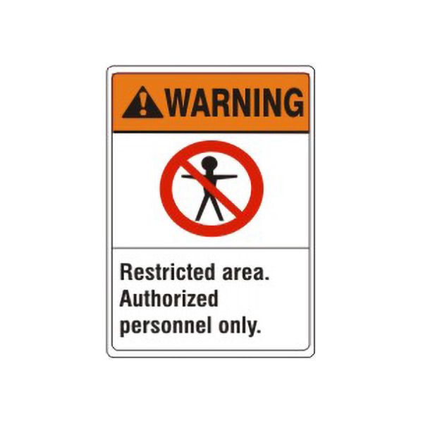 Warning: Restricted Area. Authorized Personnel Only.  Person Picto - Warning Sign sign, Plastic (.040), 10X7