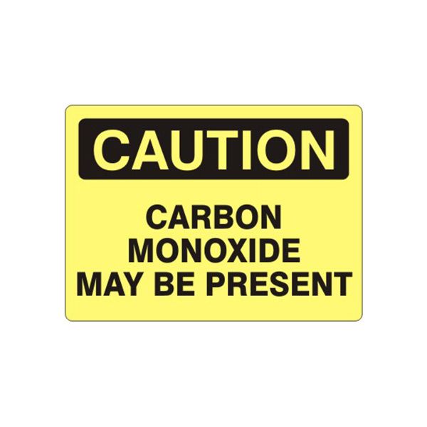 Caution: Carbon Monoxide May Be Present sign, Plastic (.040), 7X10