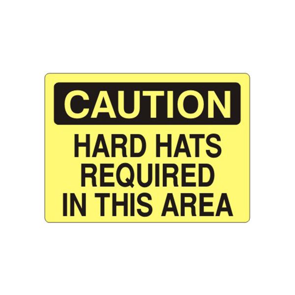 Caution: Hard Hats Required In This Area sign, Aluminum (.040), 7X10
