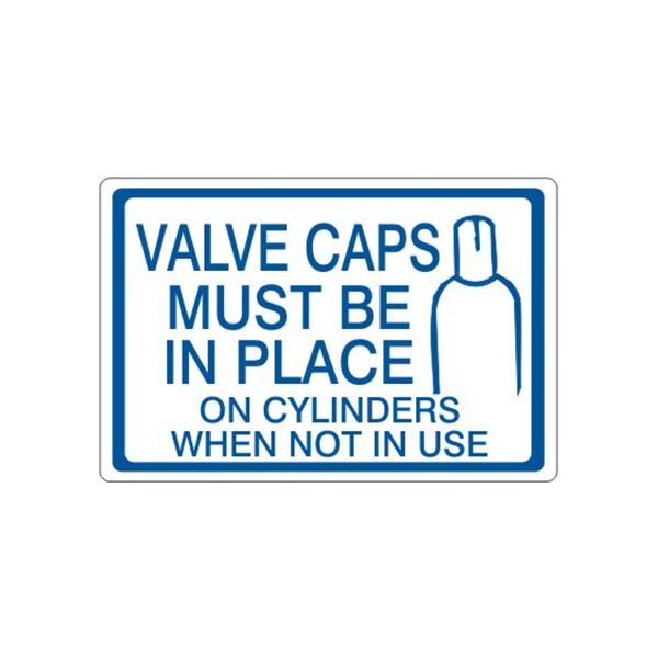 Valve Caps Must Be In Place On Cylinders – Cylinder Label, Adhesive Vinyl, 7X10