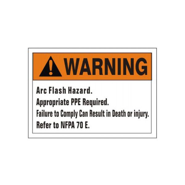 Warning: Arc Flash Hazard. Appropriate PPE Required. Failure To Comply Can sign, Plastic (.040), 7X10