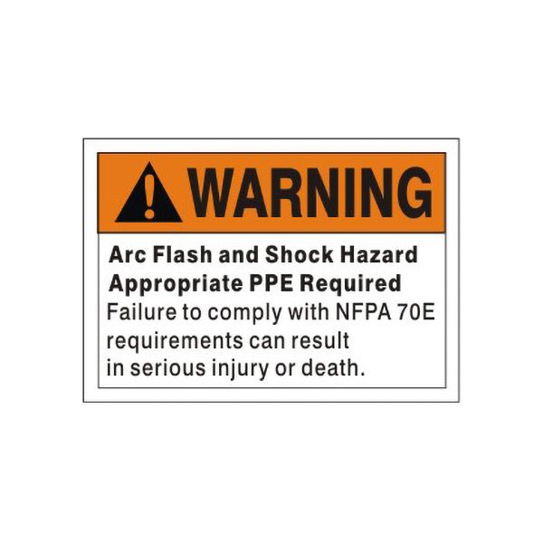 Warning:  Arc Flash And Shock Hazard Appropriate PPE Required Failure sign, Aluminum (.040), 7X10