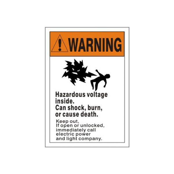 Warning:  Picto Hazardous Voltage Inside. Can Shock  Burn  Or Cause sign, Plastic (.040), 7X10