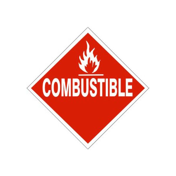 Flame Picto  Combustible, Adhesive Vinyl, 4x4