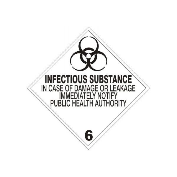 Picto Infectious Substance  In Case Of  Damage Or Leakage Immediately, Adhesive Vinyl, 4x4
