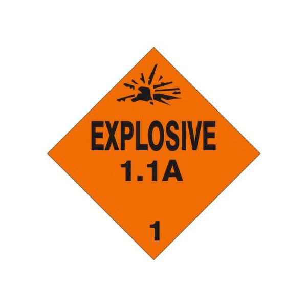 Explosive Picto  Explosive 1.1A   Class 1, Adhesive Vinyl, 4x4