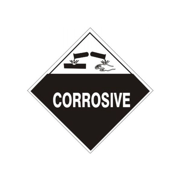 Picto Blk/Wht Triangle Corrosive No Number, Adhesive Vinyl, 4x4