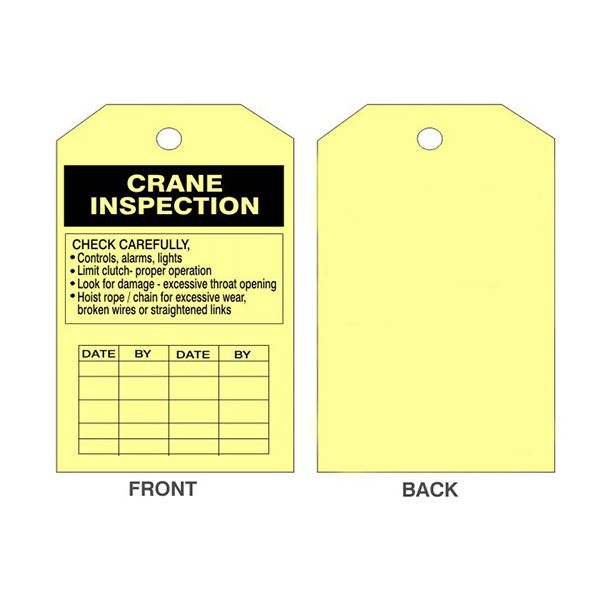 Crane Inspection Tags, Rigid Vinyl, 6.125X3