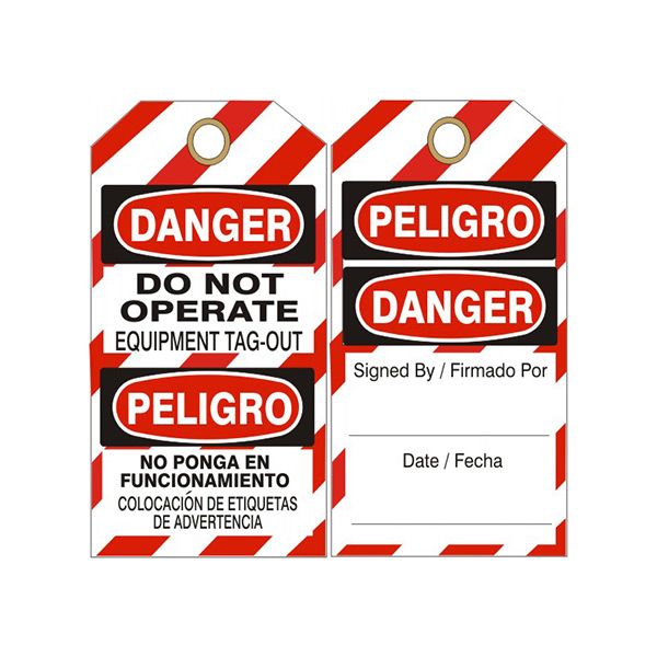 Do Not Operate Equipment Tag-Out Peligro No Ponga Tag, Rigid Vinyl, 6.125X3